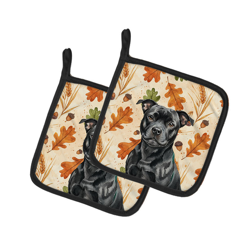 Paire de poignées noires Staffordshire Bull Terrier Heirloom