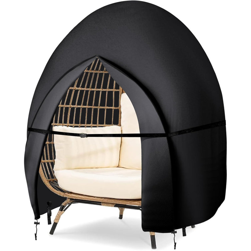 Patio Hanging Egg Chair Cover Double Egg Chair Covers Waterproof For Outdoor Pod Swing Loveseat Egg Chair- 91 X 87 Inches, Black