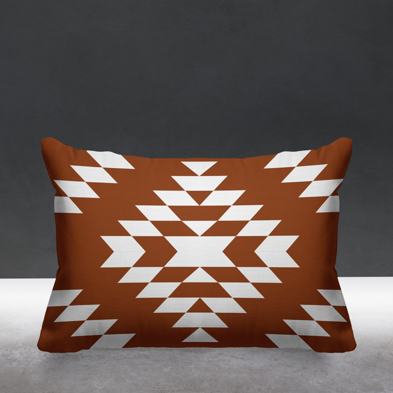 Coussin intérieur / extérieur Chantico Southwestern, 17 po x 17 po, Orange brûlé, Carré