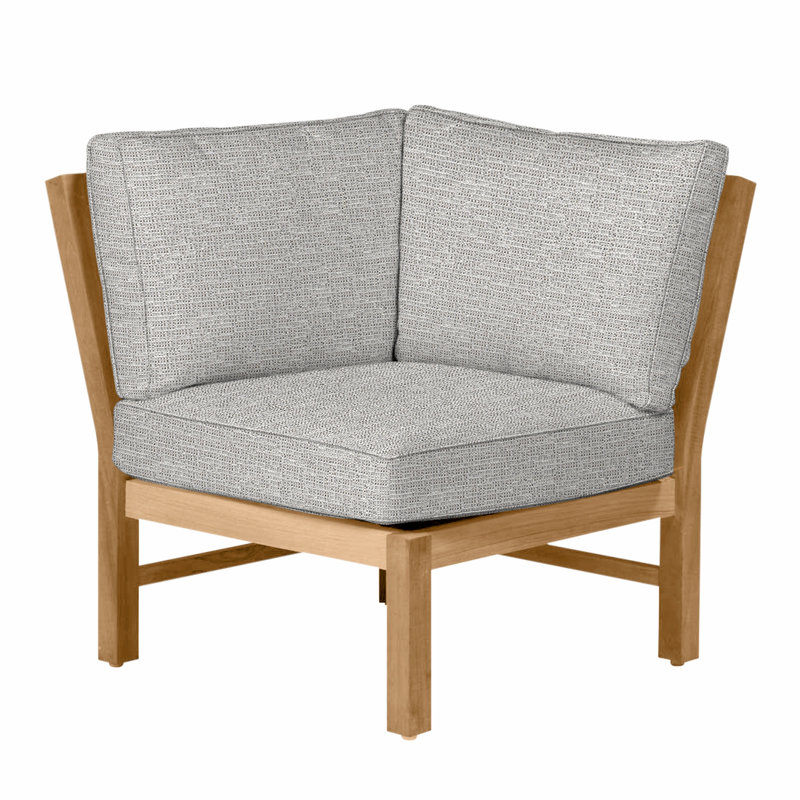 Club Teak Sectional Corner Chair, Welt, Tweed Toffee, Natural Teak