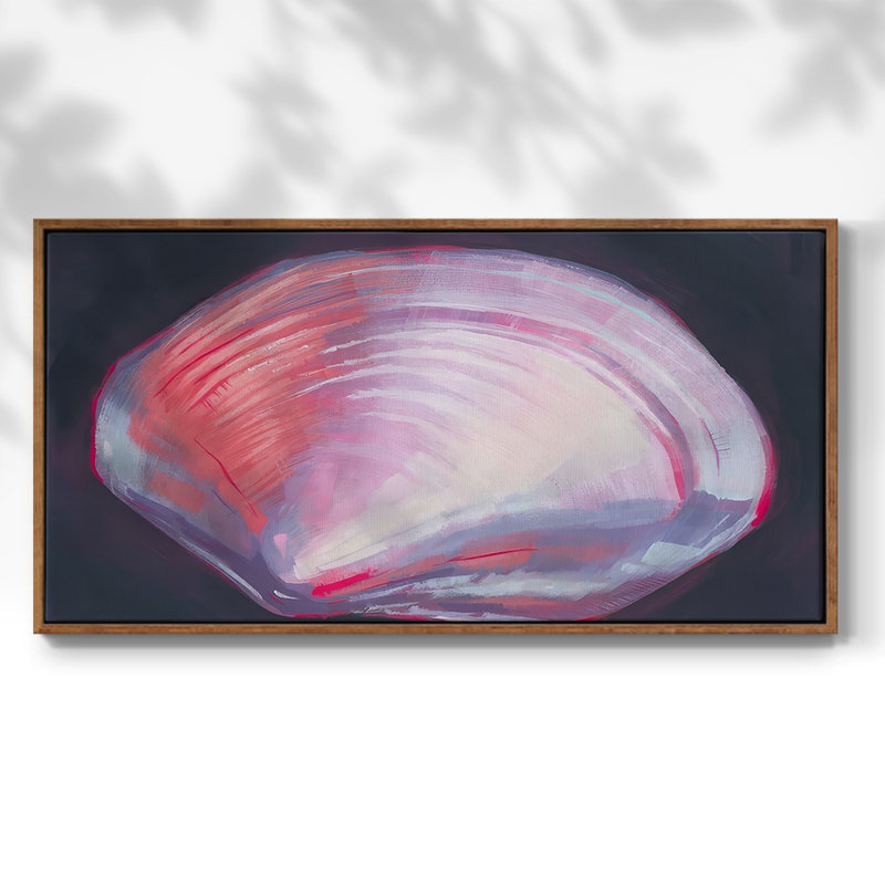Neon Shell II - Toile tendue avec châssis encadré - Prêt à être accroché, H 17 po x l 33 po, Noyer