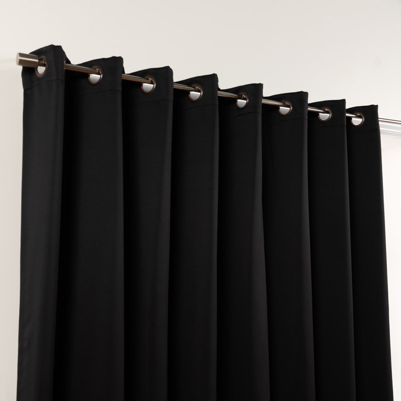 Scarsdale Solid Blackout Thermal Grommet Single Curtain Panel, 100" W x 108" L, Black