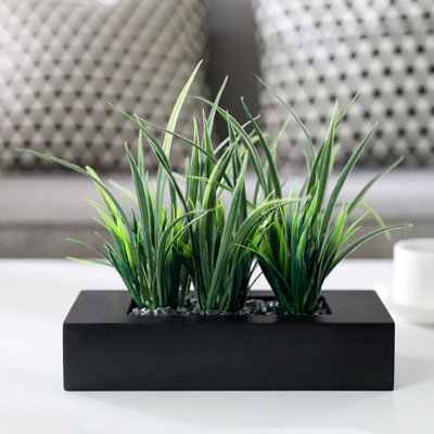 23cm Faux Plant in Manufactured Wood Planter
