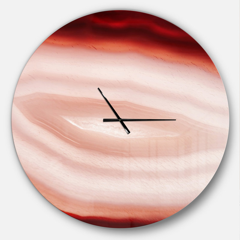 Agate avec calcédoine et cristal géologique - horloge murale moderne, Crème / Orange / Marron, Grand