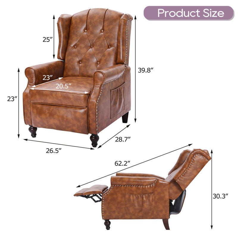 Fauteuil inclinable Zelma avec fonction de chauffage et de massage par vibration, Similicuir brun clair