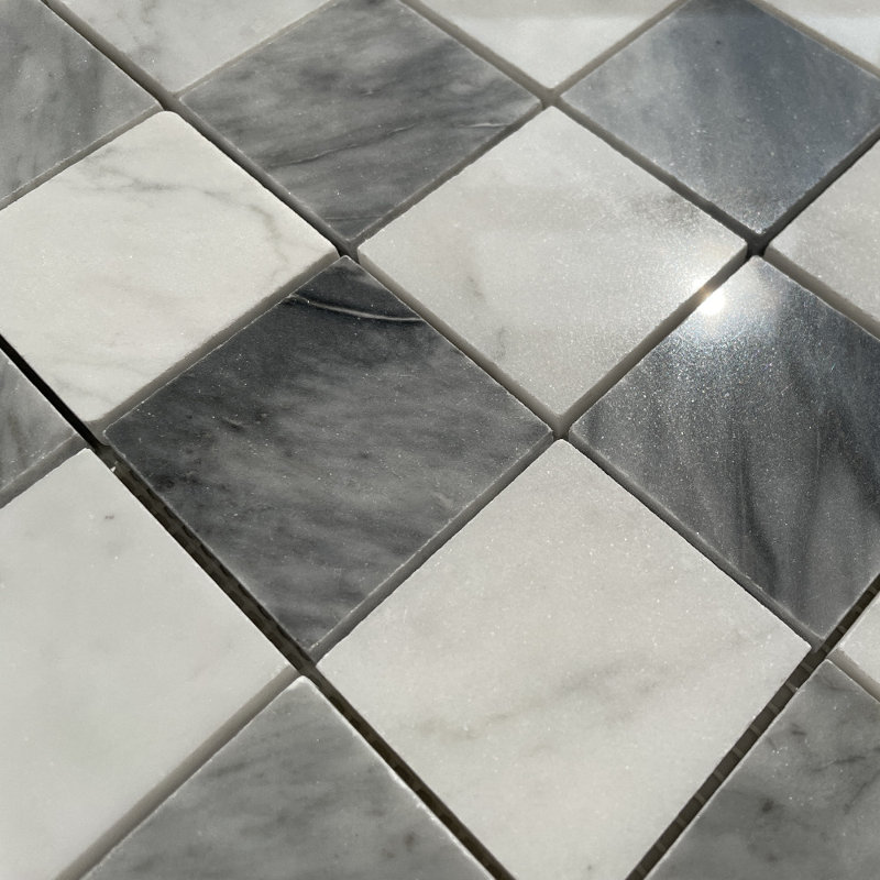 11.65 in. x 11.65 in. Marble Tile, White/Gray