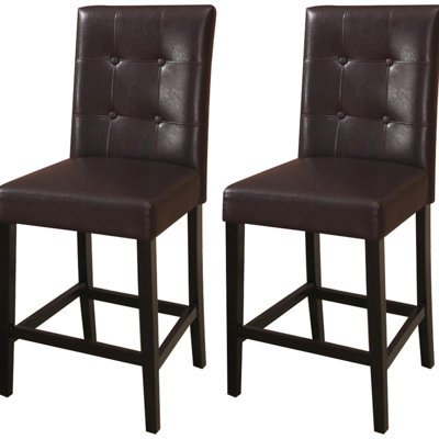2 Counter Height Chairs, Brown Back Dining Seating 2 Brown, Cushion