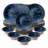 Celestial Reactive Deep Blue Porcelain Dinnerware Set (18-Piece Service for 6)