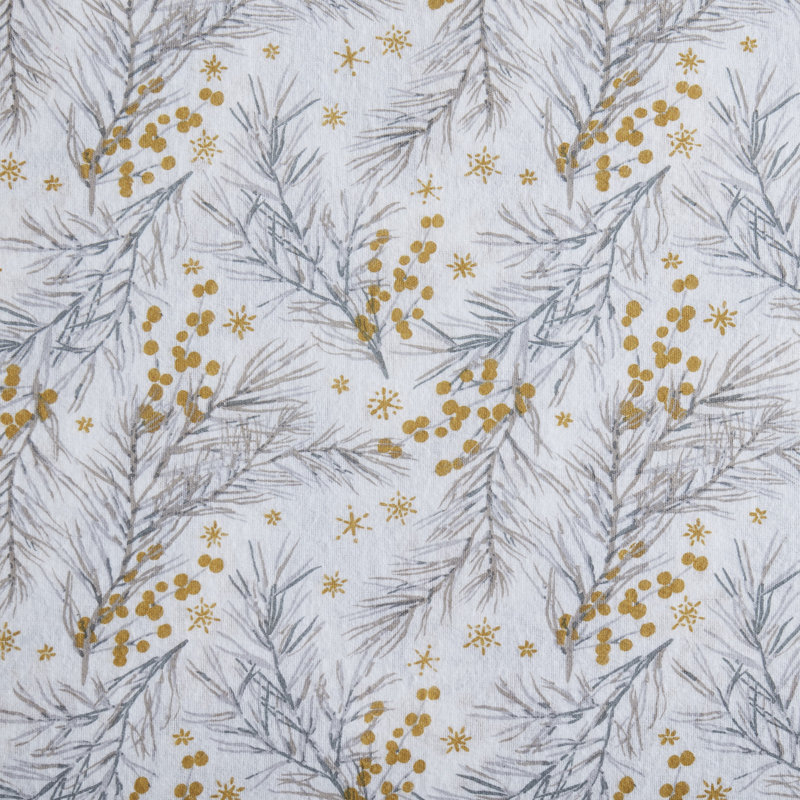 Pine Triple Brushed Cotton Flannel Bed Sheet Set, Gold, Queen Sheet Set with Fitted Sheet and Pillowcases