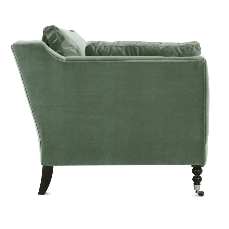Madeline Sofa, Dark Brown Wood, Light Green, 34"H x 71"W x 40"D