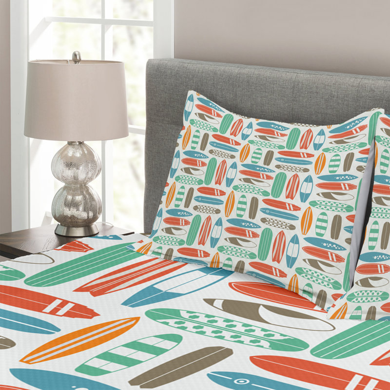 Adrein CoralOrange/Brown Microfibre Bedspread Set, 220 x 264 cm