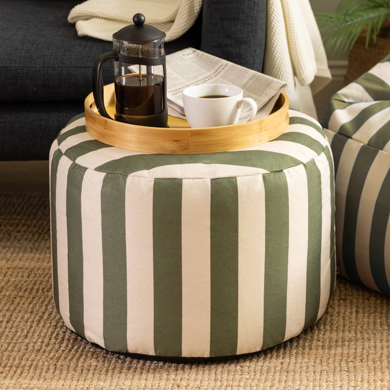 Milano Large Bean Bag Pouffe, Olive Striped