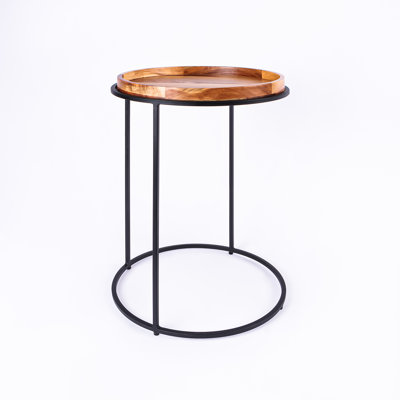 Table de bout ronde avec plateau en bois massif