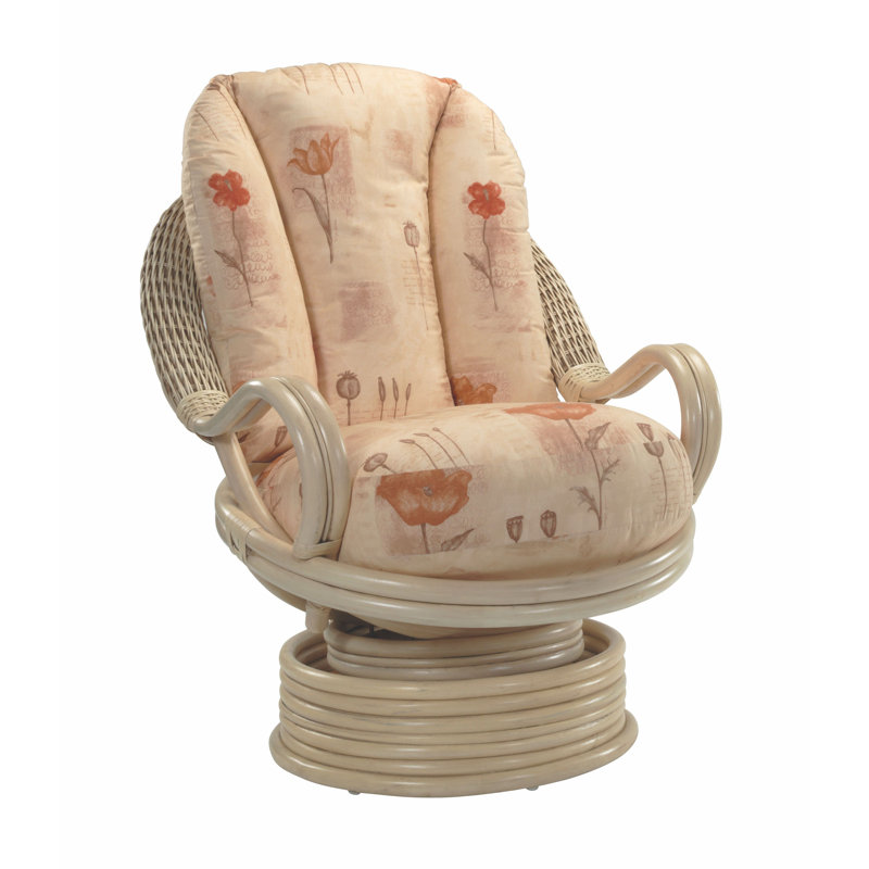Upholstered Swivel Armchair with Footstool