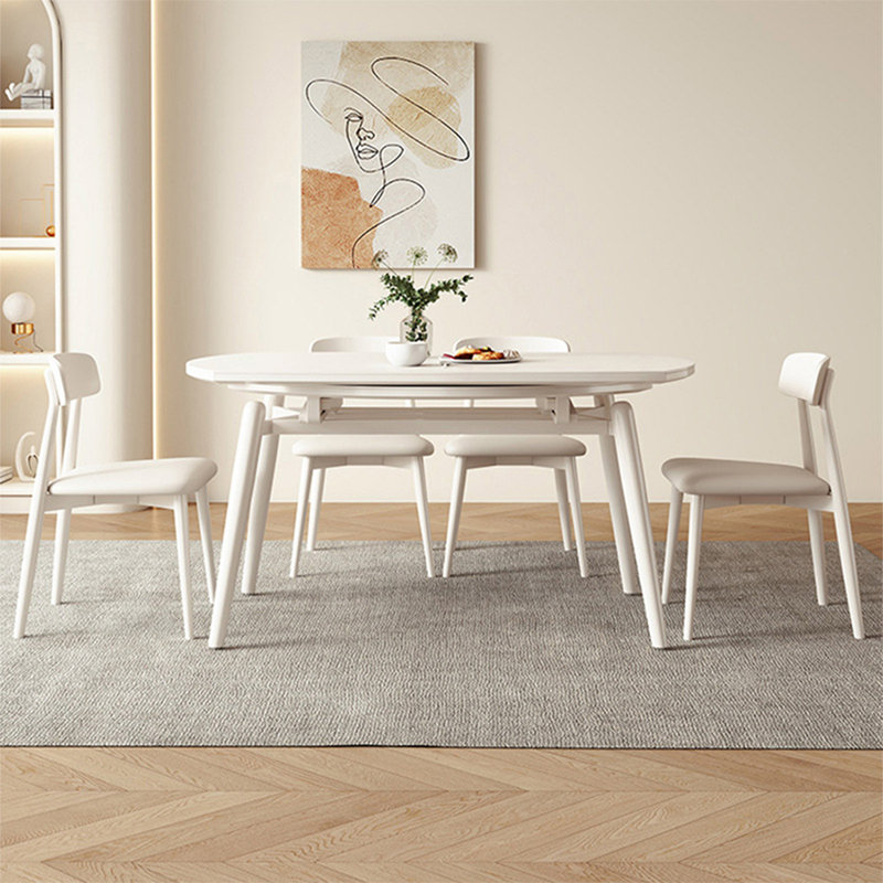 Table de salle à manger blanche en bois fritté rectangulaire et bois massif, H 29,53 po x L 47,24 po x l 29,53 po