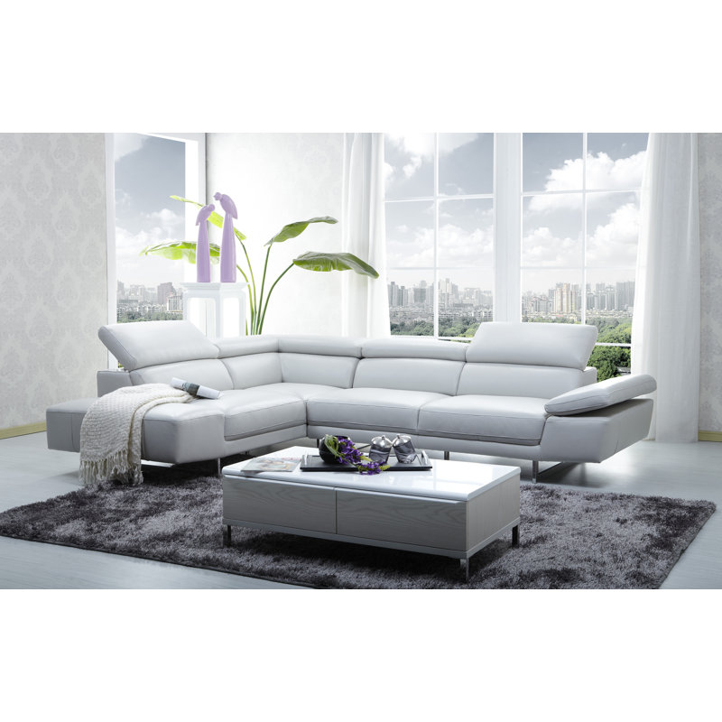 Grado Upholstered L-Shaped Sectional, Left Hand Facing, Light Gray  