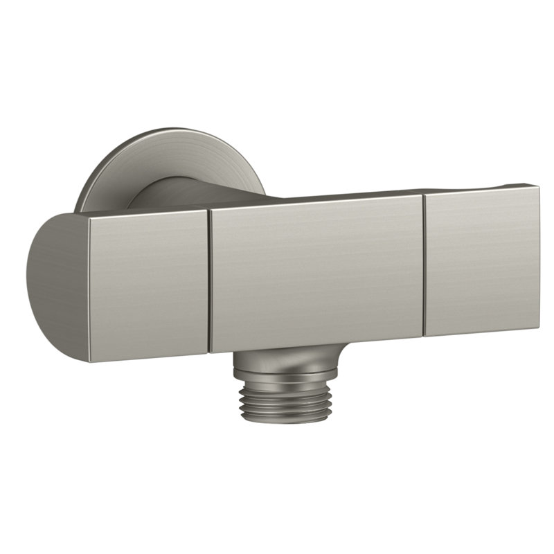 Exhale Wall-Mount Supply Elbow with Bracket and Volume Control, Vibrant Brushed Nickel