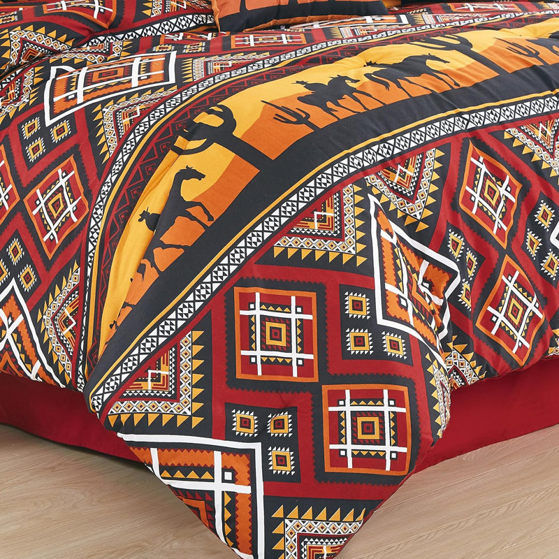 Full Multicolor Microfiber Western Rodeo Comforter Set