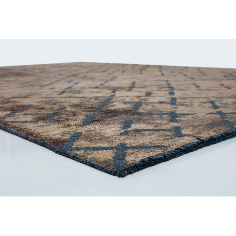 Brown/Black Abstract Luxury Area Rug, Rectangle 7'10" x 11'2"