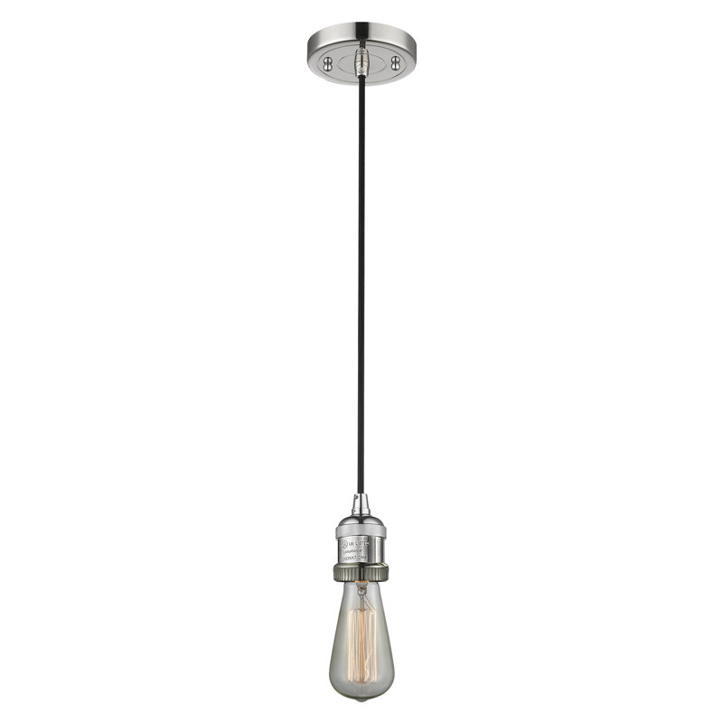 Luminaire suspendu simple à 1 lumière, Nickel poli, Grainé