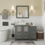  Ensemble de meuble-lavabo autoportant avec cadre en marbre et miroir assorti encadré de 42 po-27042772