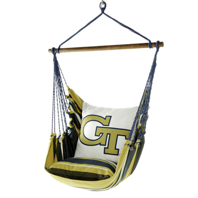 Fauteuil suspendu hamac Georgia Tech Yellow Jackets avec logo GT entrelacé, de couleur or et marine