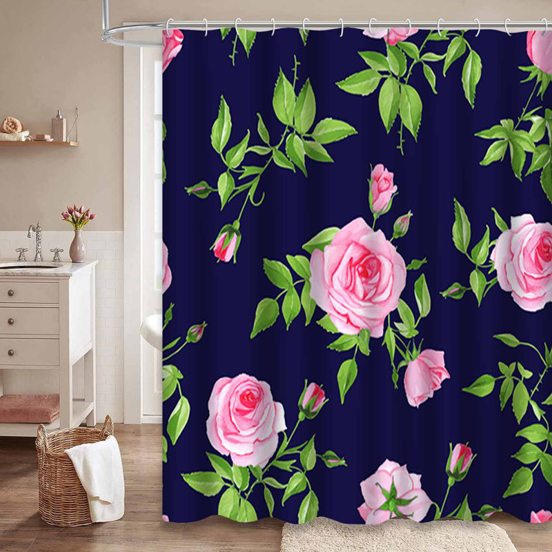 Rideau de douche rétro avec 12 crochets, 72" L x 78" W