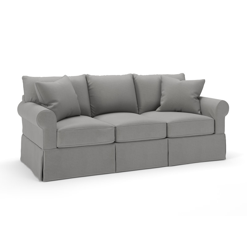Amari 89'' Slipcovered Sofa, Bayou Light Gray Canvas