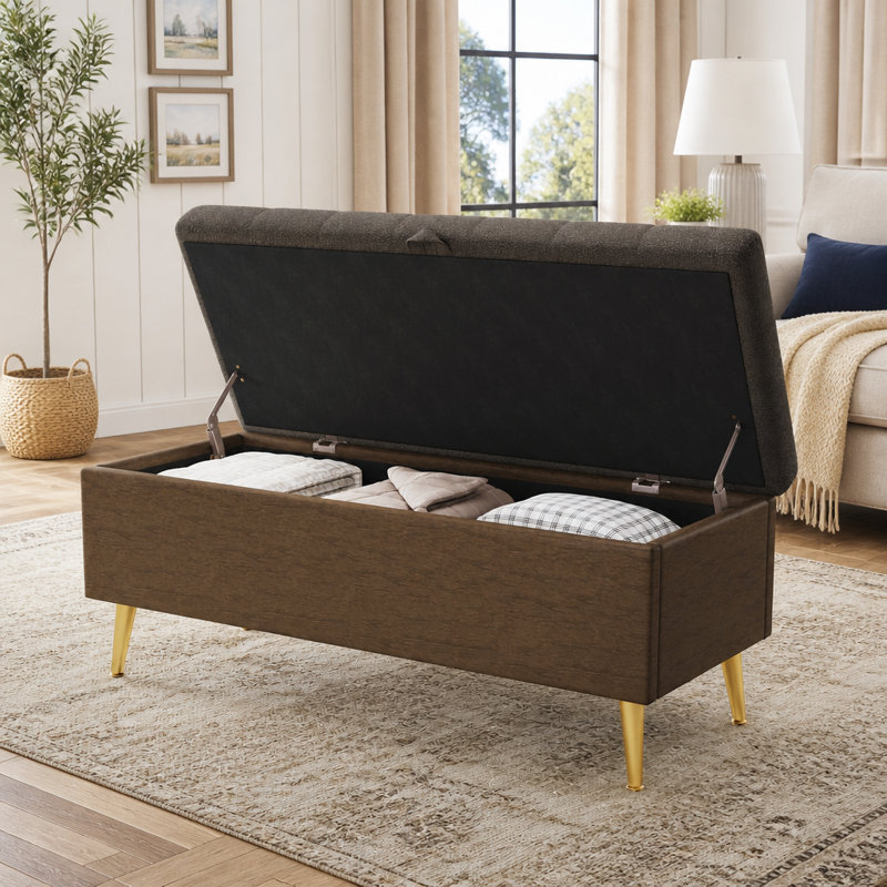 Banc de rangement avec repose-pieds Modern Modern, Brun, Brun