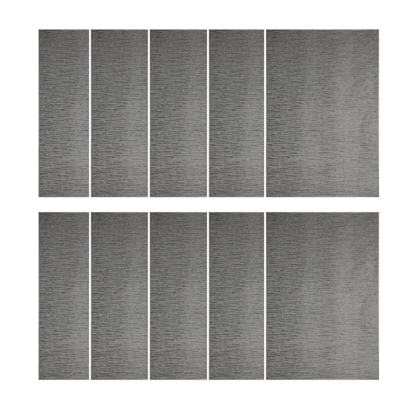 Solid Color Machine Made Tufted Polyester Area Rug in Light Gray Set, Rectangle 1'6" x 2'3"