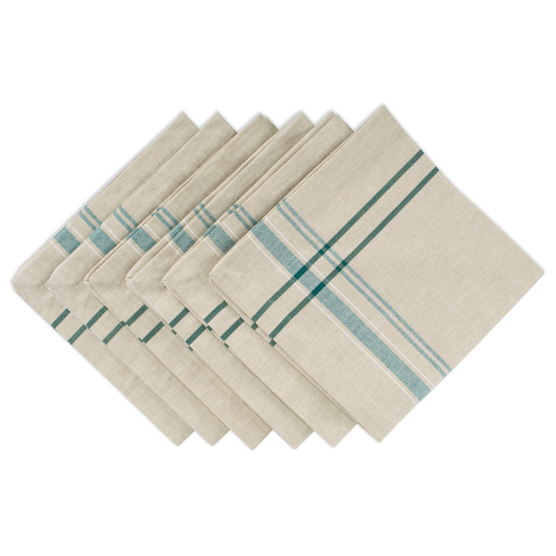 Shelton Cotton Blend Striped Square Napkin, Teal