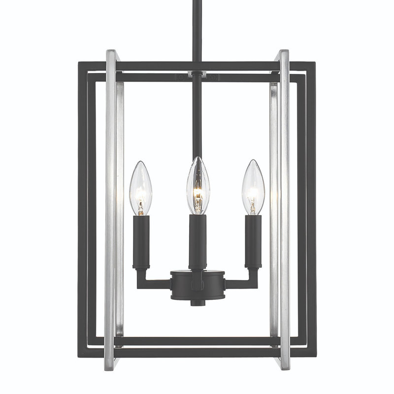 Luminaire suspendu rectangulaire 4 lumières Isiah, Étain