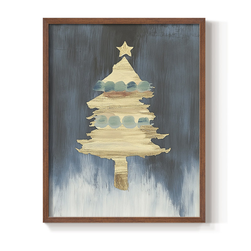 «Christmas Holiday Art CXCII», reproduction d'art encadrée - bois massif, Noyer, H 30 po x l 24 po