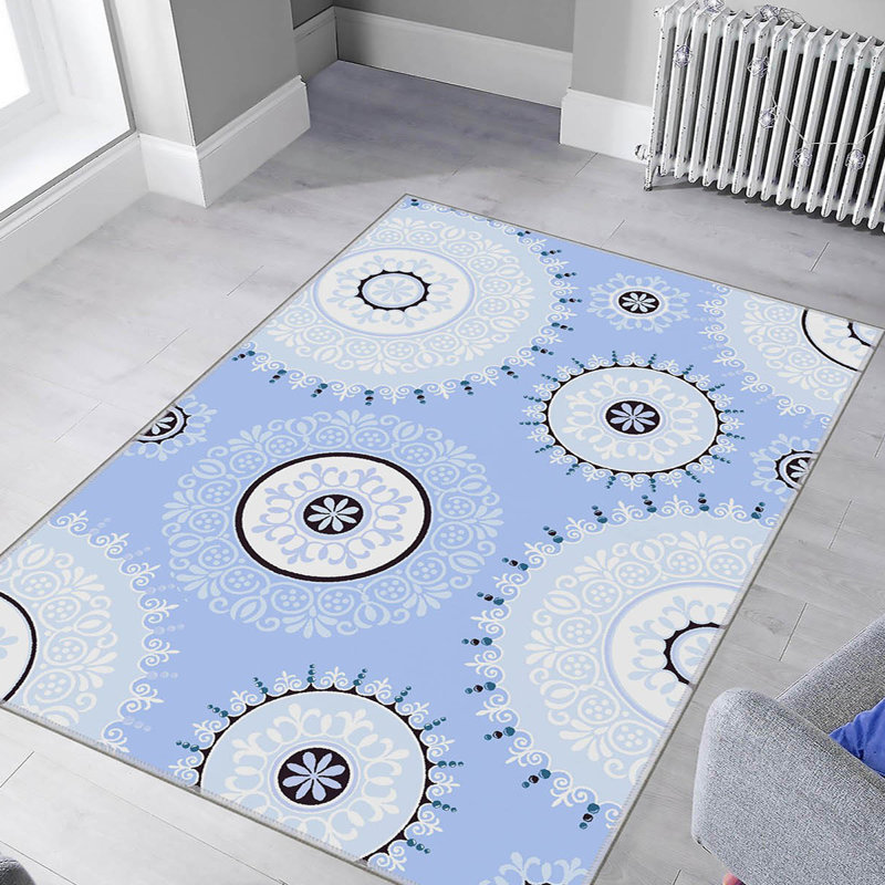 Premium Woven Area Rug, 5.2 x 7.5 Feet, 100% Polyester, 0.3 Inch Pile Height | Antibacterial, Non-Slip PVC Felt Dot Underside | Machine Washable, 3D Digital Print, Ideal for Living Room & Bedroom Decor