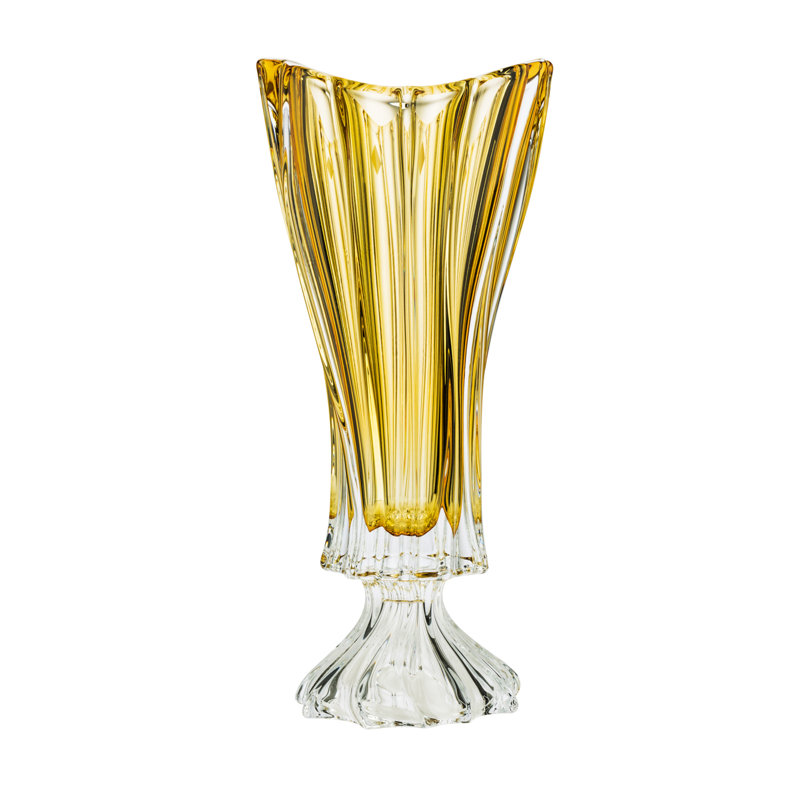 Daines Handmade Crystal Table Vase, Amber