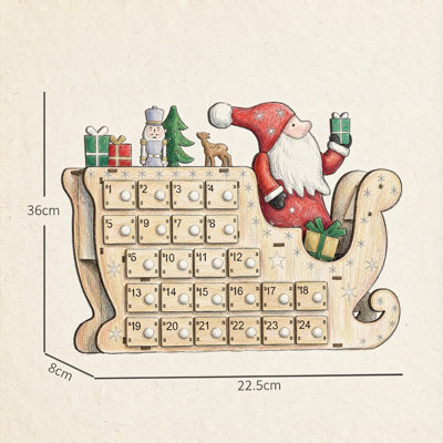 Décoration de Noël de Noël pour calendrier de l'Avent avec 24 tiroirs à rebours pour enfants adultes