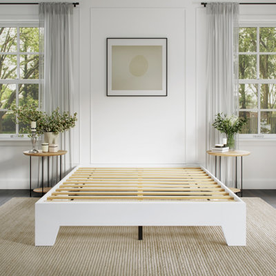 Cadre de lit plateforme Boyd Sleep Lugano - Design minimaliste moderne, support de lattes en bois massif, aucun sommier nécessaire, assemblage facile, fabrication silencieuse, mobilier de chambre élégant - Collection Lugan