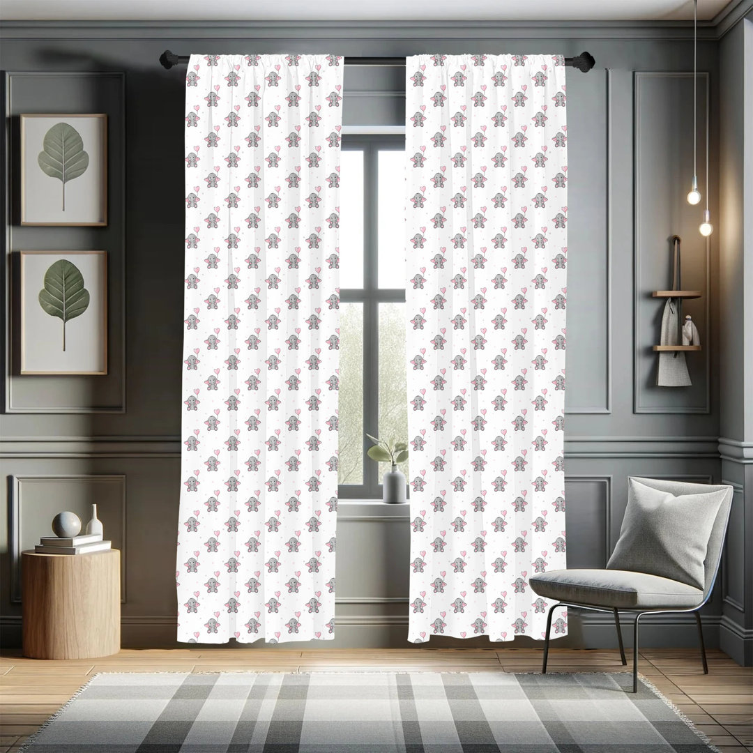 Elephant Nursery Semi-Sheer Rod Pocket Curtain Panels (Set of 2) East Urban Home Size per 