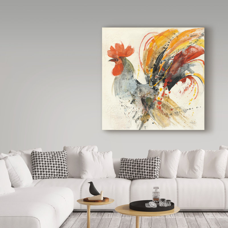 «Festive Rooster II» par Albena Hristova - impression sur toile tendue, H 18 po x l 18 po x P 2 po