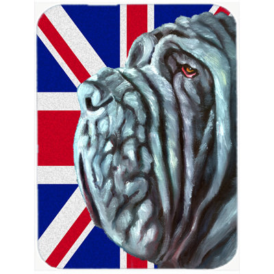 Caroline's Treasures Union Jack Neapolitan Mastiff with English British Flag Glass Cutting Board
