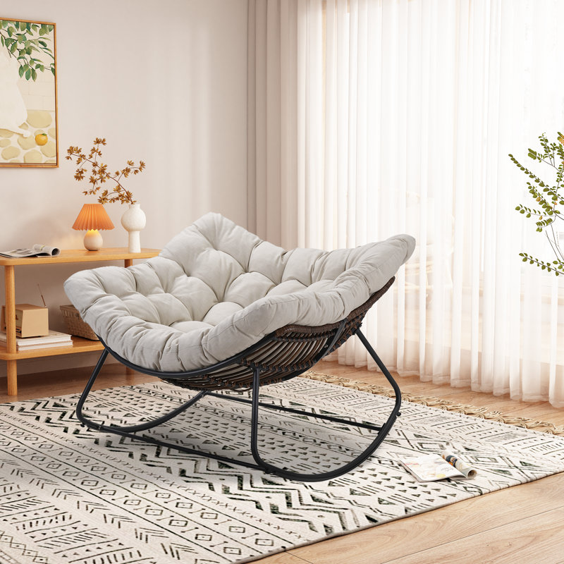 Chaise berçante Akishia, Beige, Gris