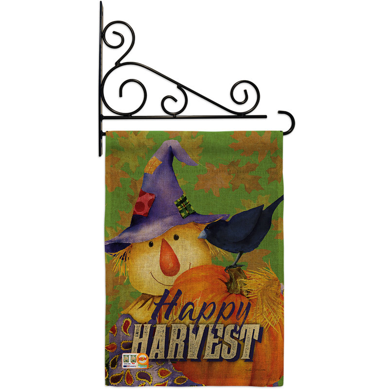 En toile jute épouvantail à 2 côtés 19 x 13 po happy harvest ensemble de drapeau