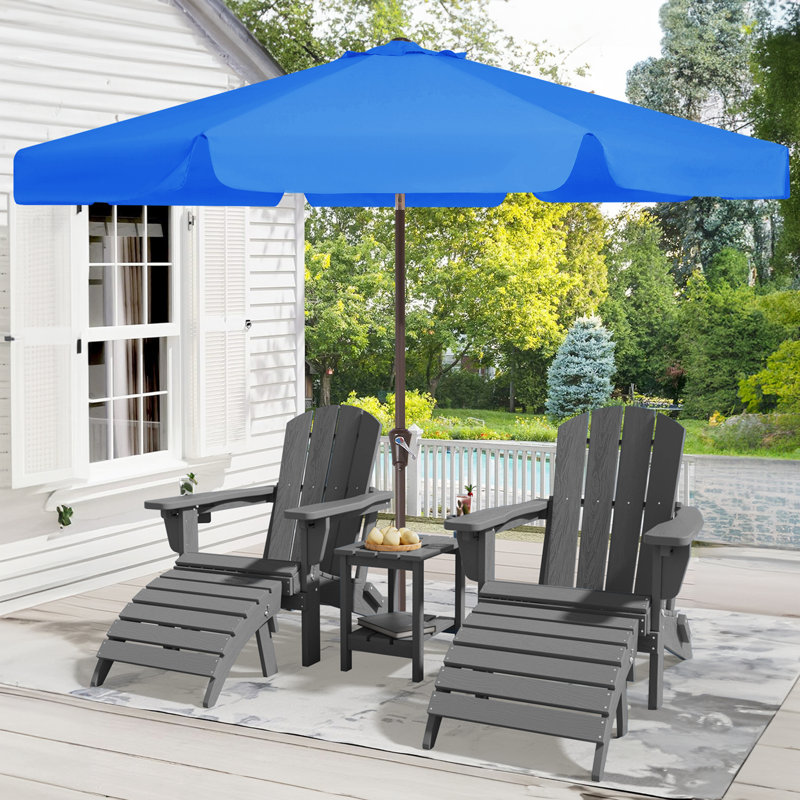 Parasol de marché pour patio extérieur, Bleu, H 100 po x l 120 po x P 120 po