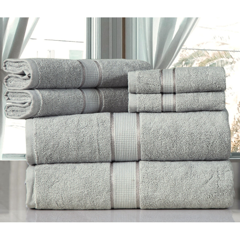 Cuellar 12 Piece 100% Cotton Towel Set, Silver