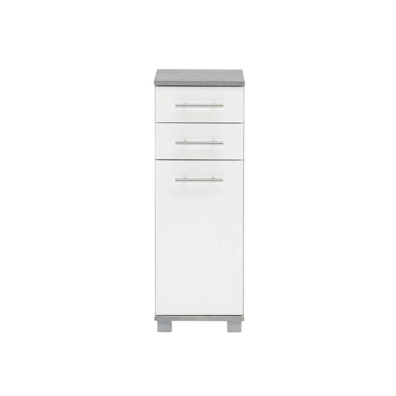 Foolke Freestanding Linen Cabinet, Stone Grey/White Matt