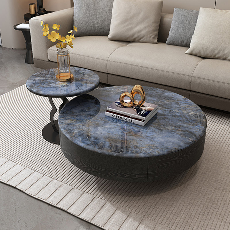 Table basse italienne ronde en pierre supercristalline
