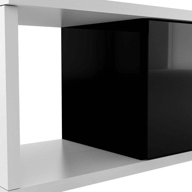 Meuble télé moderne et élégant pour téléviseur de 80 pouces et plus, blanc et noir, (ancien SKU: WF299723AAB) Date d’arrivée prévue: 11,25