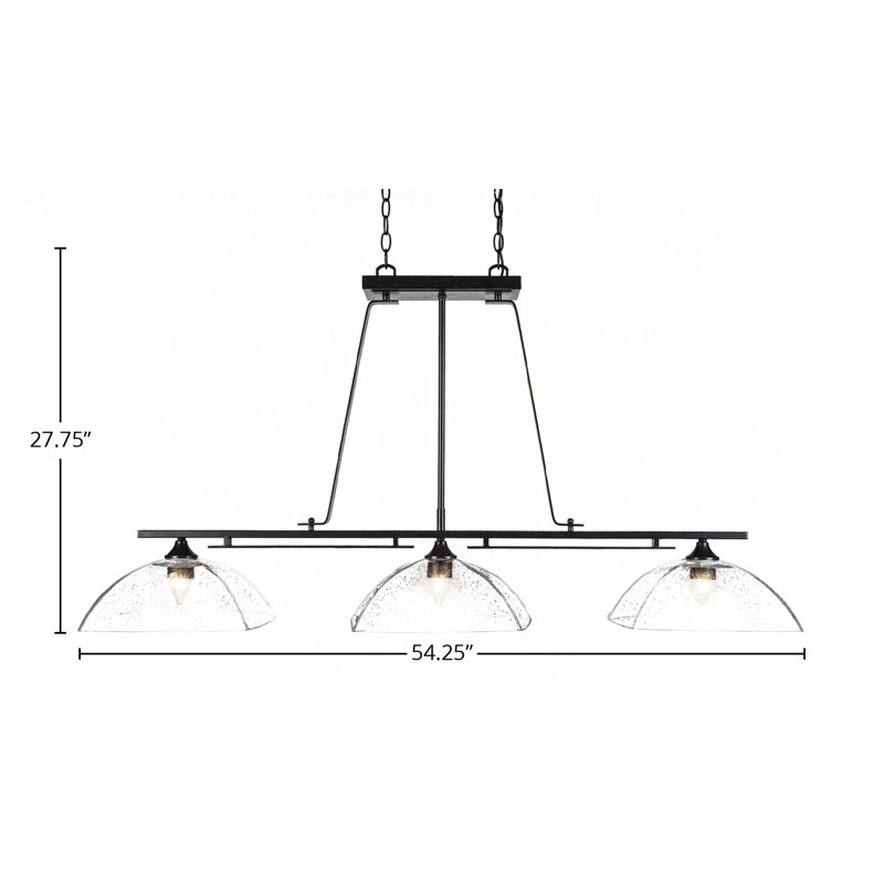 Uptowne 3 Light Bar Shown In Dark Granite Finish With 13.75" Clear Bubble Glass, Dark Granite