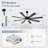 Veliz 65" Large Ceiling Fan with Light Kit and Remote Control, 6 Speeds DC Reversible Motor, 3 Color Lights, Timer, Plywood Blades, 2 Downrods, for Indoor/Covered Outdoor Use-1298740827-1298740825
