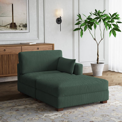 Chaise longue surdimensionnée en velours côtelé avec accoudoirs et coussins Bentura